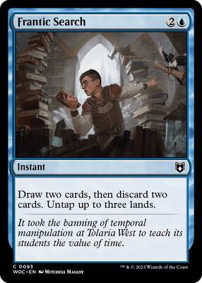 Frantic Search card from Commander: Wilds of Eldraine