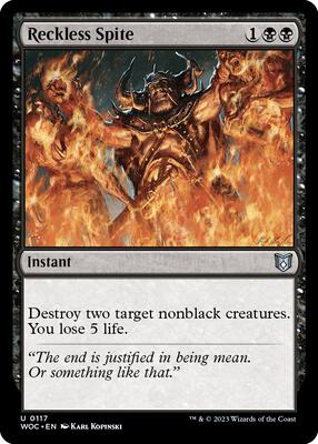 Reckless Spite card from Commander: Wilds of Eldraine