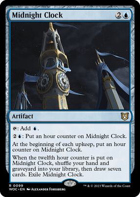 Midnight Clock card from Commander: Wilds of Eldraine