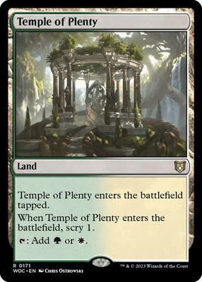 Temple of Plenty card from Commander: Wilds of Eldraine