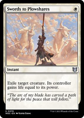 Swords to Plowshares card from Commander: Wilds of Eldraine