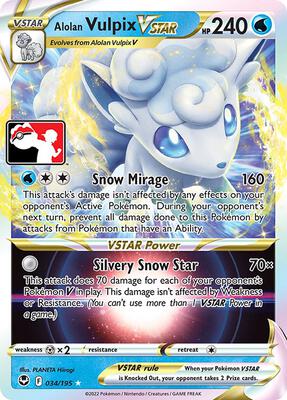 Alolan Vulpix VSTAR - 034/195 card from Prize Pack Series Cards