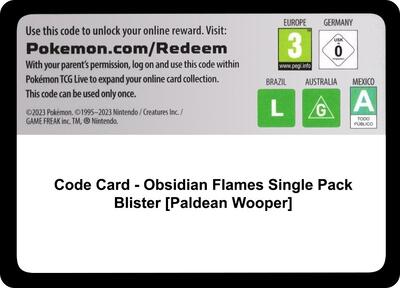 Code Card - Obsidian Flames Single Pack Blister [Paldean Wooper] card from SV03: Obsidian Flames