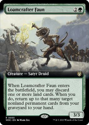 Loamcrafter Faun (Extended Art) card from Commander: Wilds of Eldraine