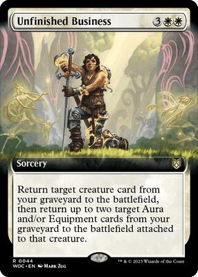 Unfinished Business (Extended Art) card from Commander: Wilds of Eldraine