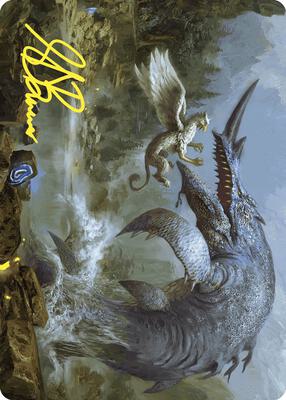Horned Loch-Whale Art Card (Gold-Stamped Signature) card from Art Series: Wilds of Eldraine