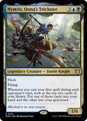 Nymris, Oona's Trickster card from Commander: Wilds of Eldraine