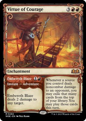 Virtue of Courage (Showcase) card from Wilds of Eldraine