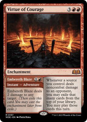 Virtue of Courage card from Wilds of Eldraine