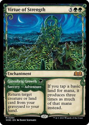 Virtue of Strength (Showcase) card from Wilds of Eldraine