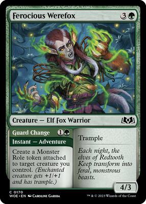 Ferocious Werefox card from Wilds of Eldraine