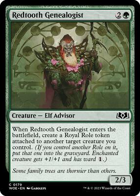 Redtooth Genealogist card from Wilds of Eldraine