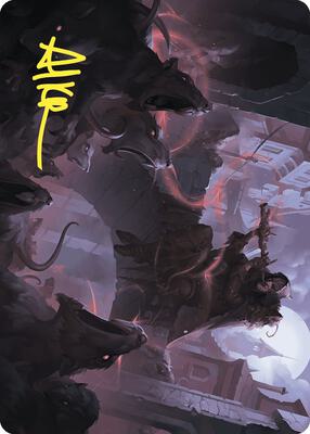 Gnawing Crescendo Art Card (Gold-Stamped Signature) card from Art Series: Wilds of Eldraine