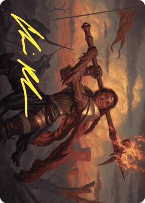 Imodane, the Pyrohammer Art Card (Gold-Stamped Signature) card from Art Series: Wilds of Eldraine