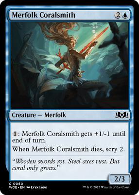 Merfolk Coralsmith card from Wilds of Eldraine