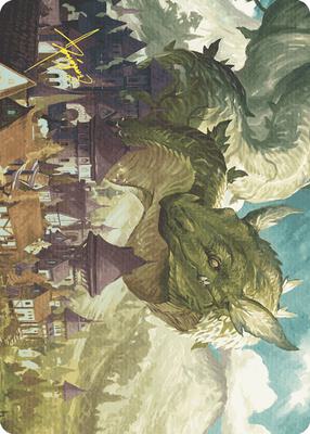Beanstalk Wurm Art Card (Gold-Stamped Signature) card from Art Series: Wilds of Eldraine