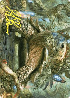 Blossoming Tortoise Art Card (Gold-Stamped Signature) card from Art Series: Wilds of Eldraine