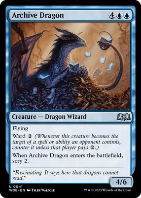 Archive Dragon card from Wilds of Eldraine