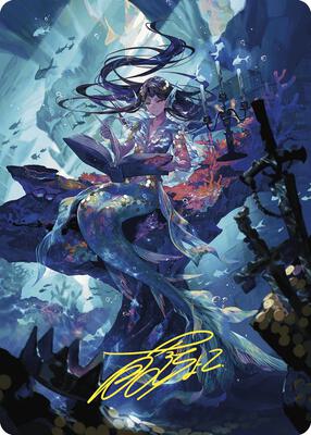 Rhystic Study Art Card (Gold-Stamped Signature) card from Art Series: Wilds of Eldraine