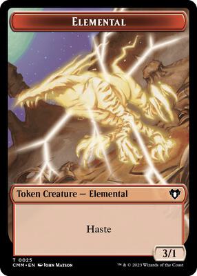 Elemental (0025) // Saproling Double-Sided Token card from Commander Masters