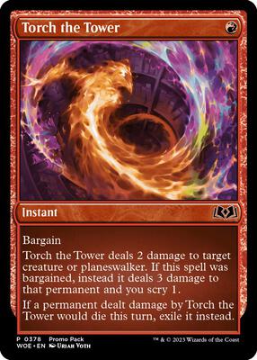 Torch the Tower card from Promo Pack: Wilds of Eldraine