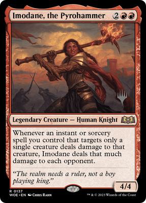 Imodane, the Pyrohammer card from Promo Pack: Wilds of Eldraine