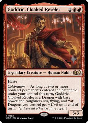 Goddric, Cloaked Reveler card from Promo Pack: Wilds of Eldraine