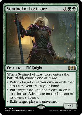 Sentinel of Lost Lore card from Promo Pack: Wilds of Eldraine