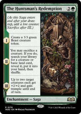 The Huntsman's Redemption card from Promo Pack: Wilds of Eldraine