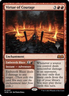 Virtue of Courage card from Promo Pack: Wilds of Eldraine