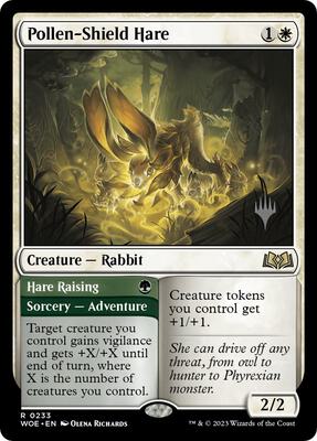Pollen-Shield Hare card from Promo Pack: Wilds of Eldraine