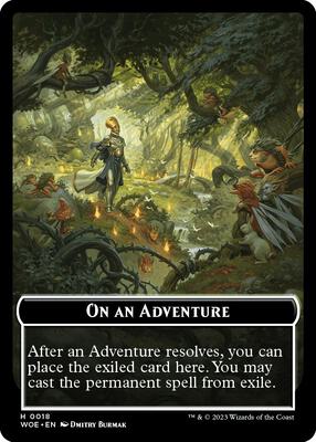 Emblem - On an Adventure card from Wilds of Eldraine