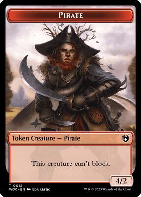 Pirate // Human Soldier Double-Sided Token card from Commander: Wilds of Eldraine