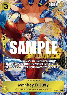 Monkey.D.Luffy (Pre-Release Tournament) (Winner) card from One Piece Promotion Cards