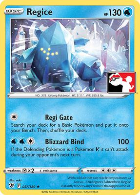 Regice - 037/189 card from Prize Pack Series Cards