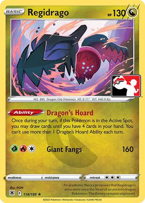 Regidrago - 118/189 card from Prize Pack Series Cards