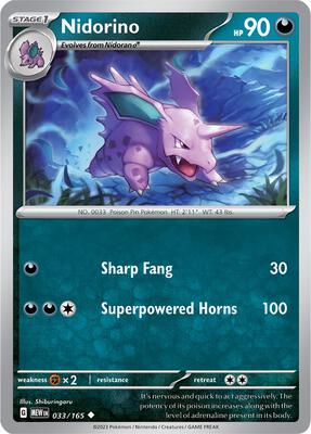 Nidorino card from SV: Scarlet & Violet 151