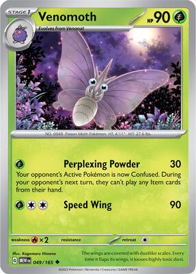 Venomoth card from SV: Scarlet & Violet 151