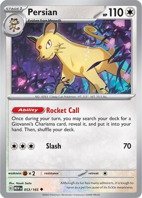 Persian card from SV: Scarlet & Violet 151