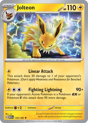 Jolteon card from SV: Scarlet & Violet 151