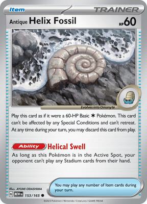 Antique Helix Fossil card from SV: Scarlet & Violet 151