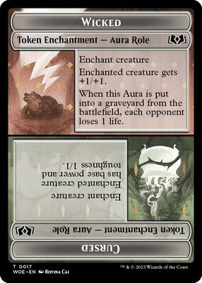 Wicked Role / Cursed Role // Emblem - On An Adventure Double-Sided Token card from Wilds of Eldraine