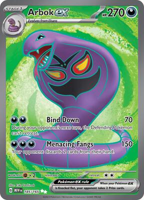 Arbok ex - 185/165 card from SV: Scarlet & Violet 151