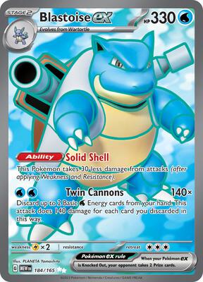Blastoise ex - 184/165 card from SV: Scarlet & Violet 151