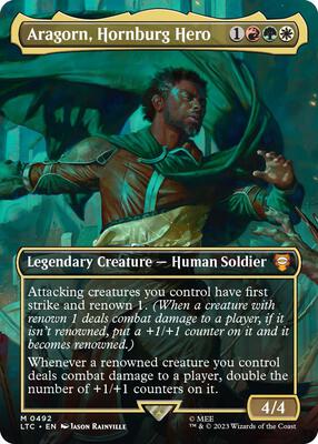Aragorn, Hornburg Hero (Borderless) card from Commander: The Lord of the Rings: Tales of Middle-earth
