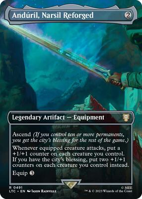Anduril, Narsil Reforged (Borderless) card from Commander: The Lord of the Rings: Tales of Middle-earth