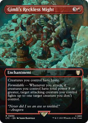 Gimli's Reckless Might (Borderless) card from Commander: The Lord of the Rings: Tales of Middle-earth
