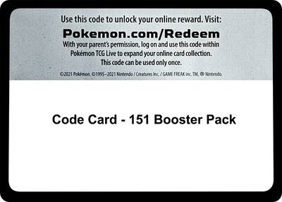Code Card - 151 Booster Pack card from SV: Scarlet & Violet 151