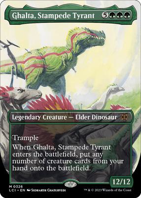 Ghalta, Stampede Tyrant (Borderless) card from The Lost Caverns of Ixalan