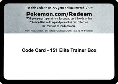Code Card - 151 Elite Trainer Box card from SV: Scarlet & Violet 151